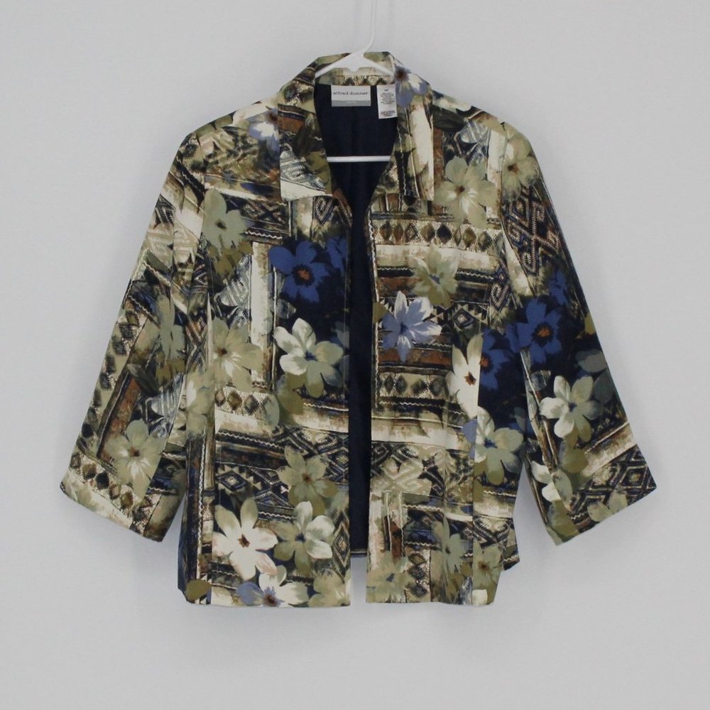 29) Alfred Dunne Petite Blue Floral Blazer Women Plus Size 16 P